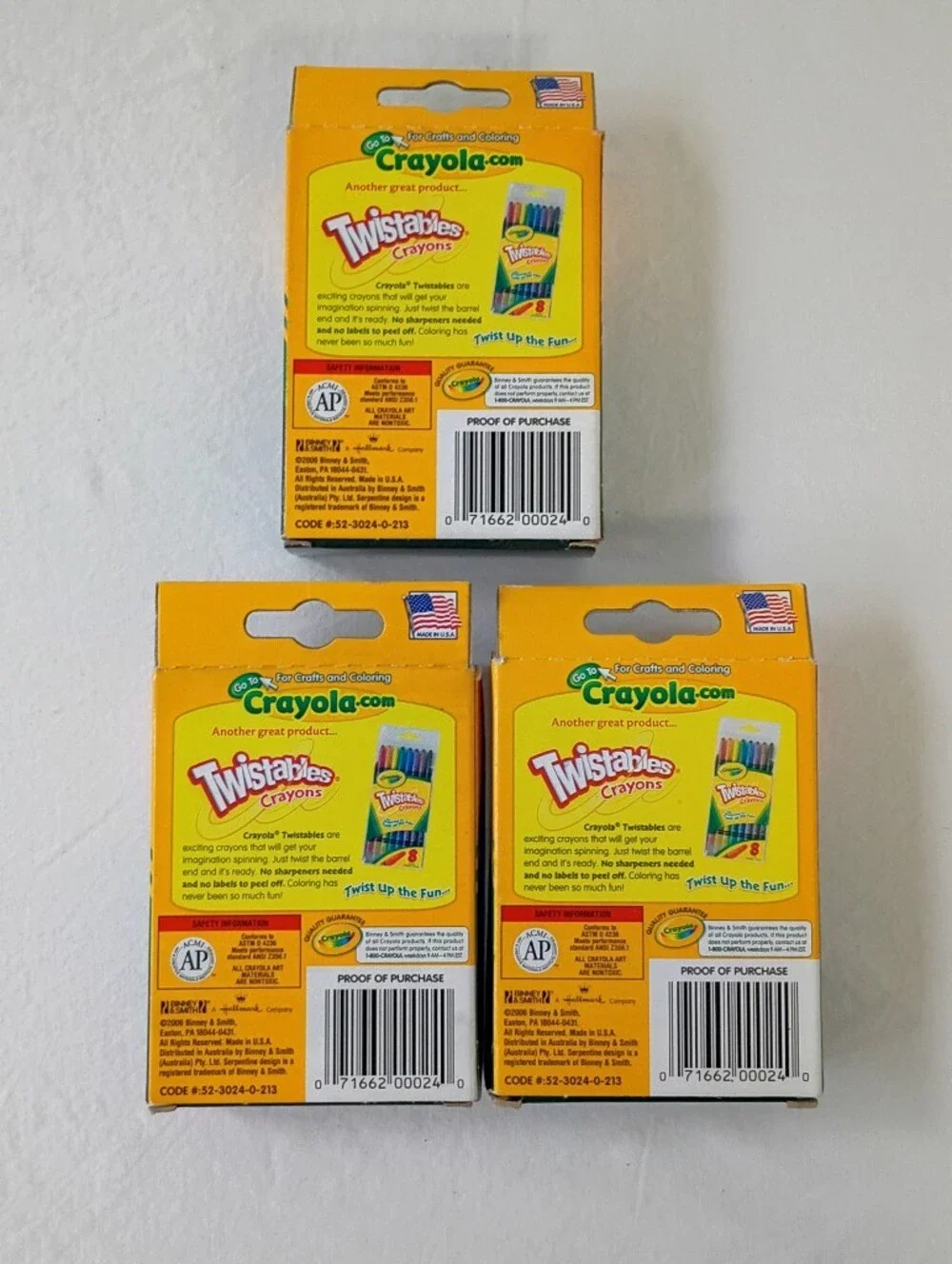 Crayola Crayons 24 Ct - Lot Of 3 Packs 2006 Nontoxic Includes Dandelion Made USA